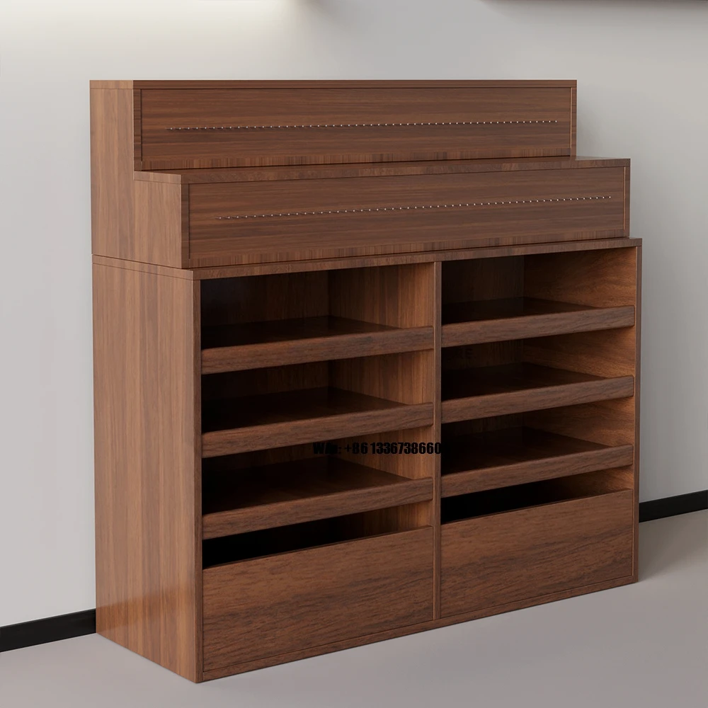 Home Decor Classic Wooden Step Showcase Drawer Jewelry Necklace Bracelet Display Cabinet Storage Shelf Showcase Furniture
