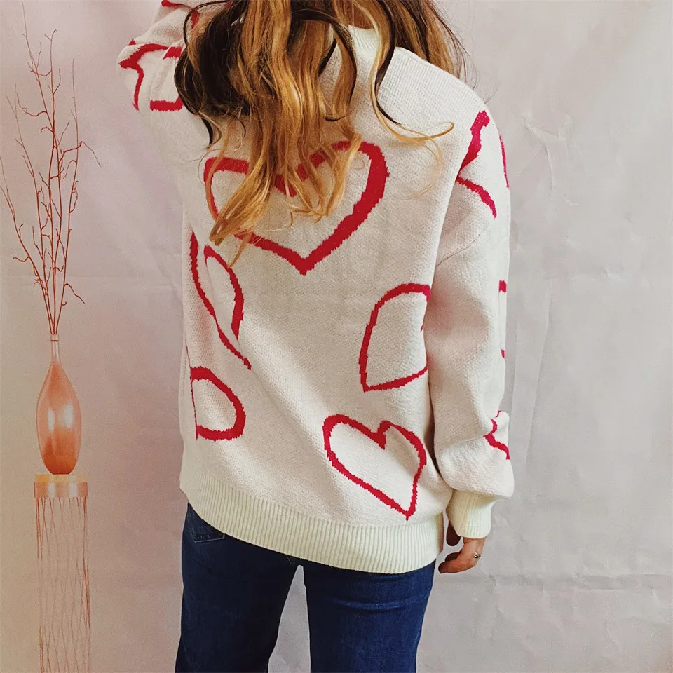 Fall Winter Thick Warm Maternity Clothes Love Heart Sweater Shirt Loose Casual Female Women Knitted Sweater Pullover Top Outwear