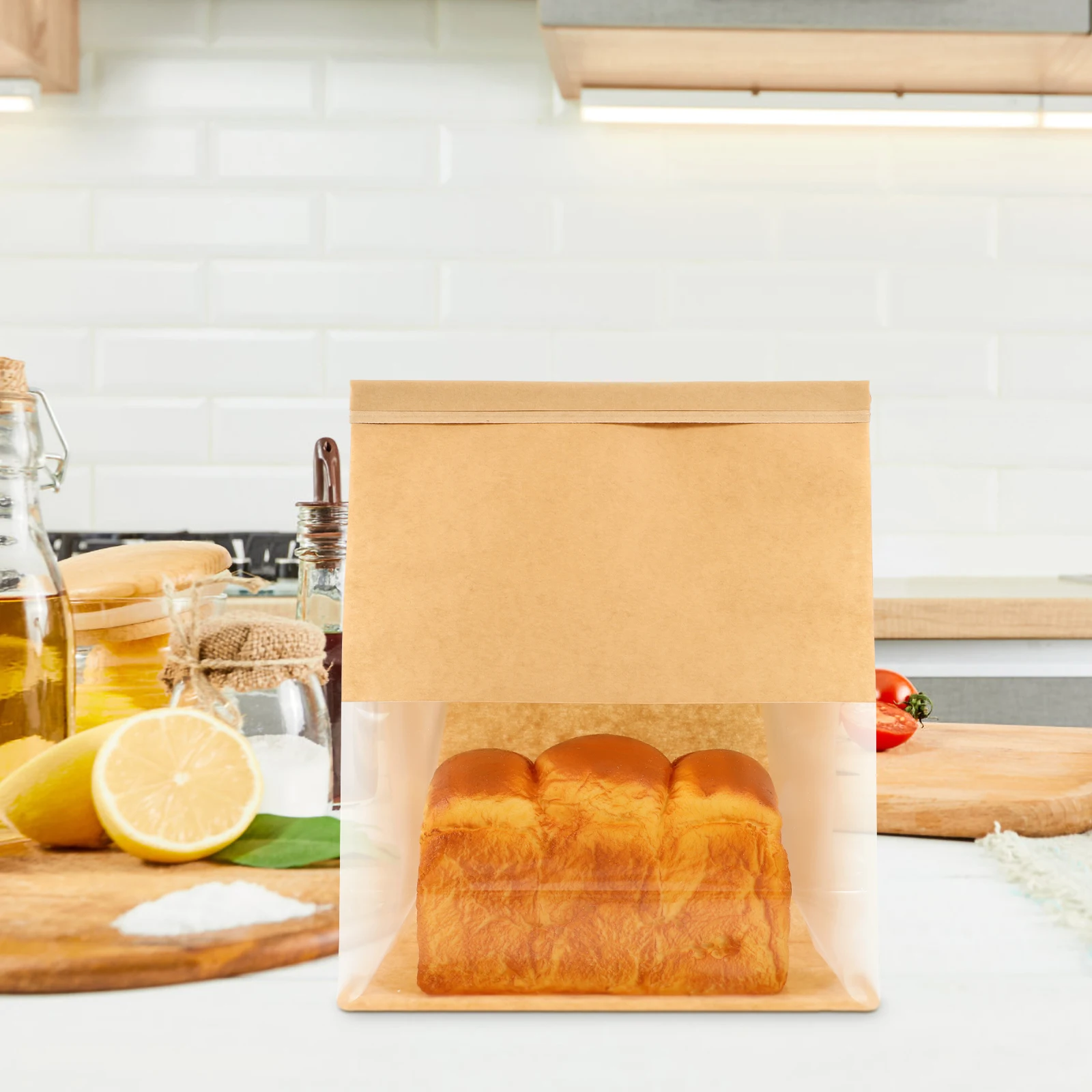

50pcs Toast Packaging Bags Paper PVC Bread Cookie Mochi Self Sealing Fresh Keeping Bags for Cookies Homemade