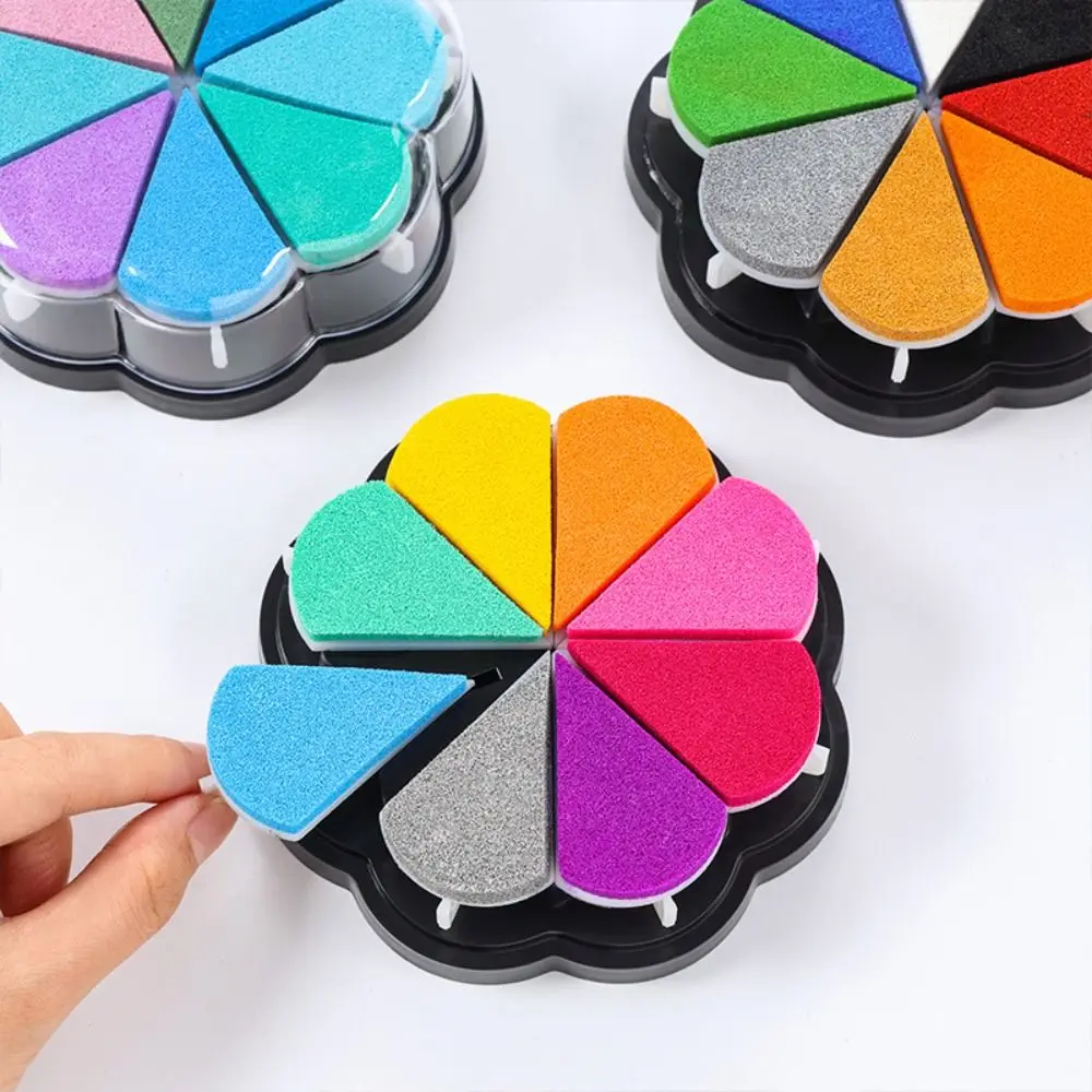 Signing Drawing 8 Color Petal Ink Pad Quick-drying Clear Stamping DIY Stamp Printing Pad Handmade 8 in 1