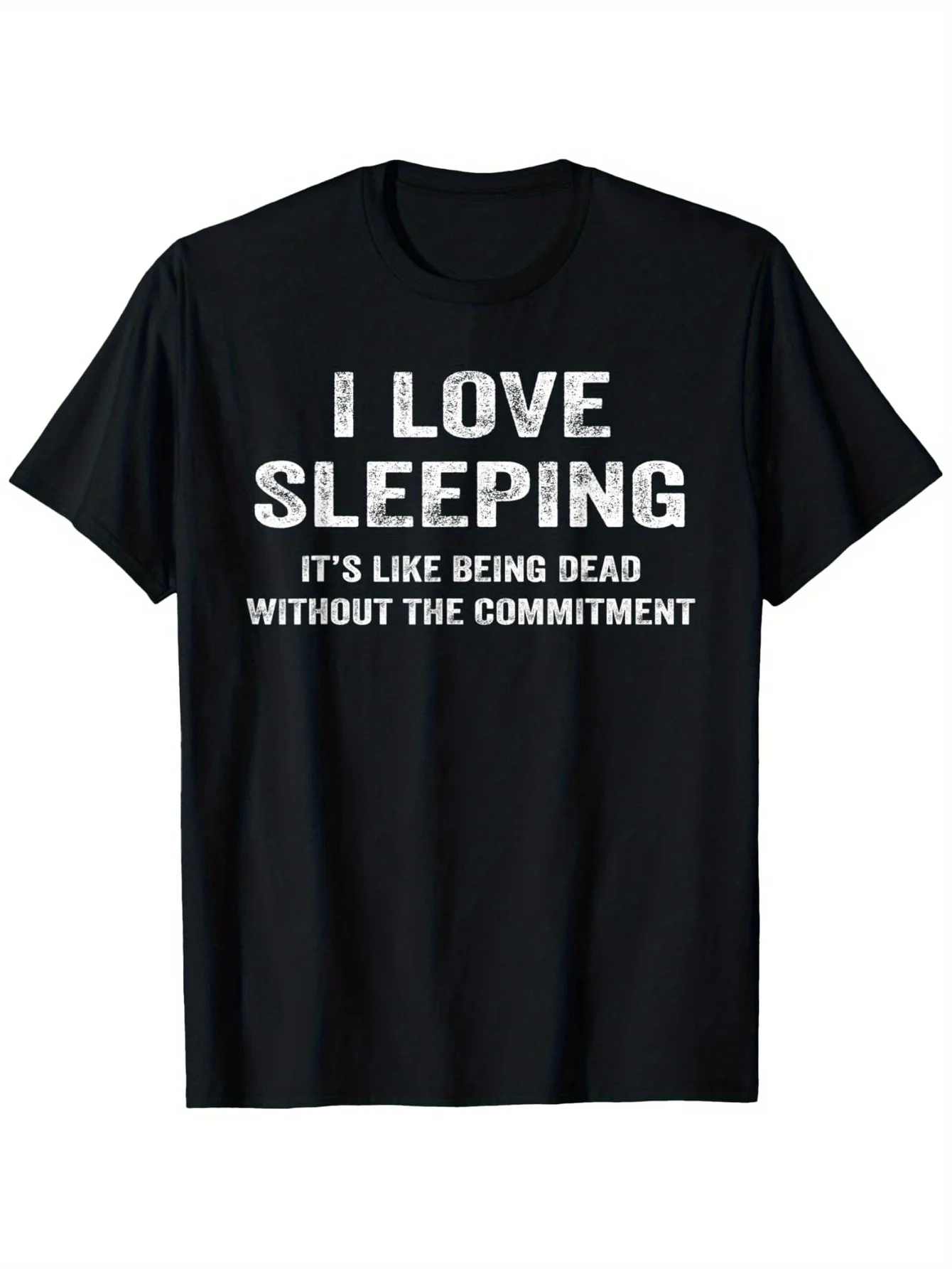 Men Women I Love Sleeping Funny Graphic T-Shirt Crew Neck Casual Tee with Humorous Quote Print Comfort Fit Top Y2k Ins Clothes