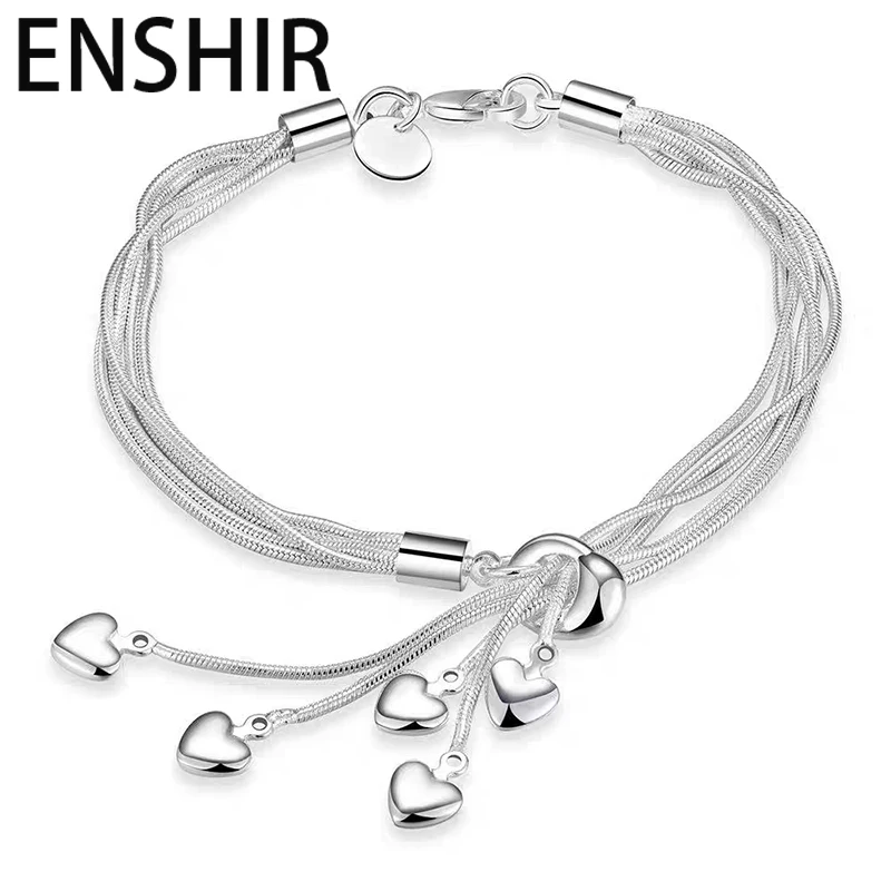 ENSHIR Five Lines Heart Bracelet for Women Simple Niche Design Cool Snake Bone Chain Jewelry Gifts Wholesale