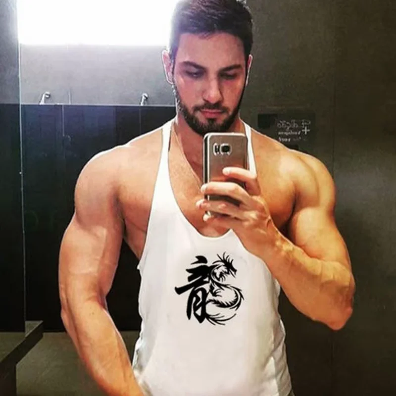 

Мужская спортивная майка-стрингер, жилет в стиле дракона для интенсивных тренировок и демонстрации мышц