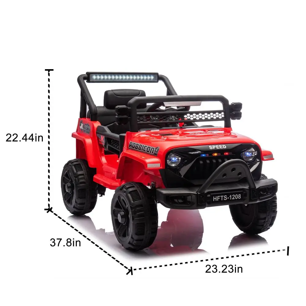12V Kids Ride On Electric Truck Car W/Parents Control,2WD,Four-wheel Suspension,Early Education Function,Adjustable Volume,USB,MP3,Bluetooth,Microphone Jack,Power Display,LED Lights For Kids Aged 1-4.