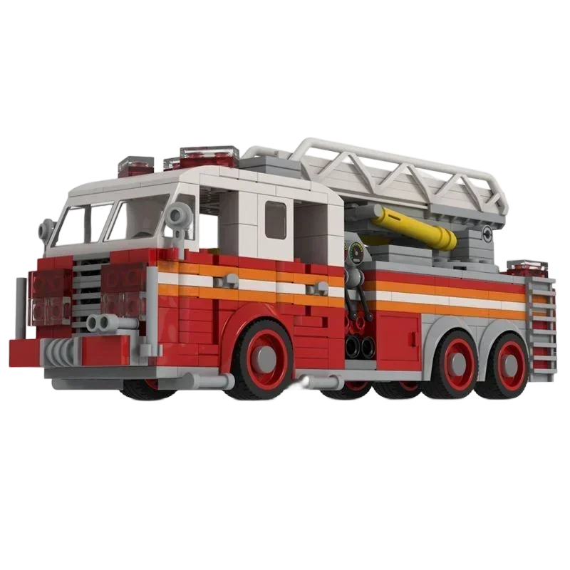 436ピース ハイテク メカニカル MOC カー ニューヨーク消防隊 ラダートラック 消防車 電気工学車両キット パズル おもちゃ 子供向け