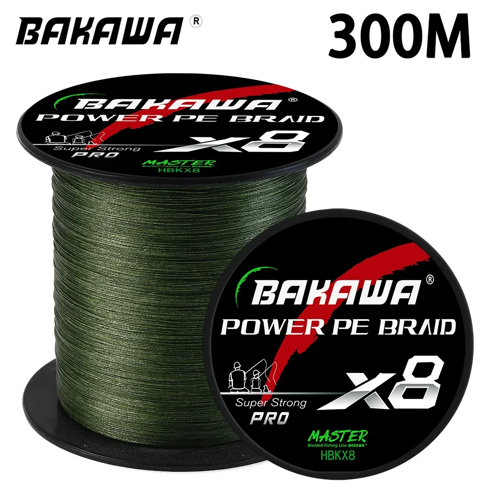 BAKAWA X8 300M PE Geflochtene Angelschnur 8 Stränge Starke Glatte Geflechtschnur Schnell Sinkend Salzwasser Süßwasser Karpfen Bass Angelausrüstung
