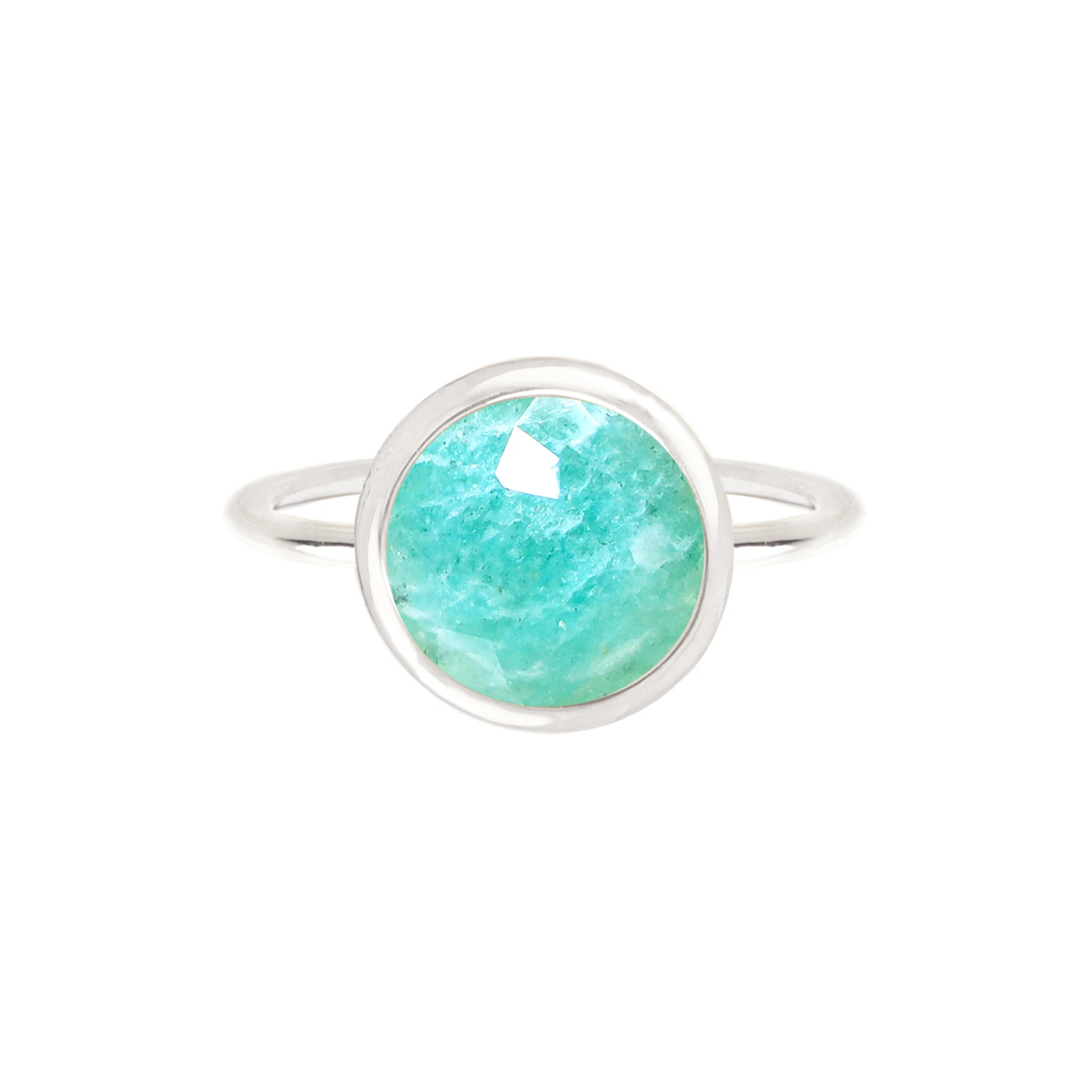 925 Silver Plated Russian Amazonite Round Ethnic Gemstone Handmade Ring Jewelry US Size 5-12