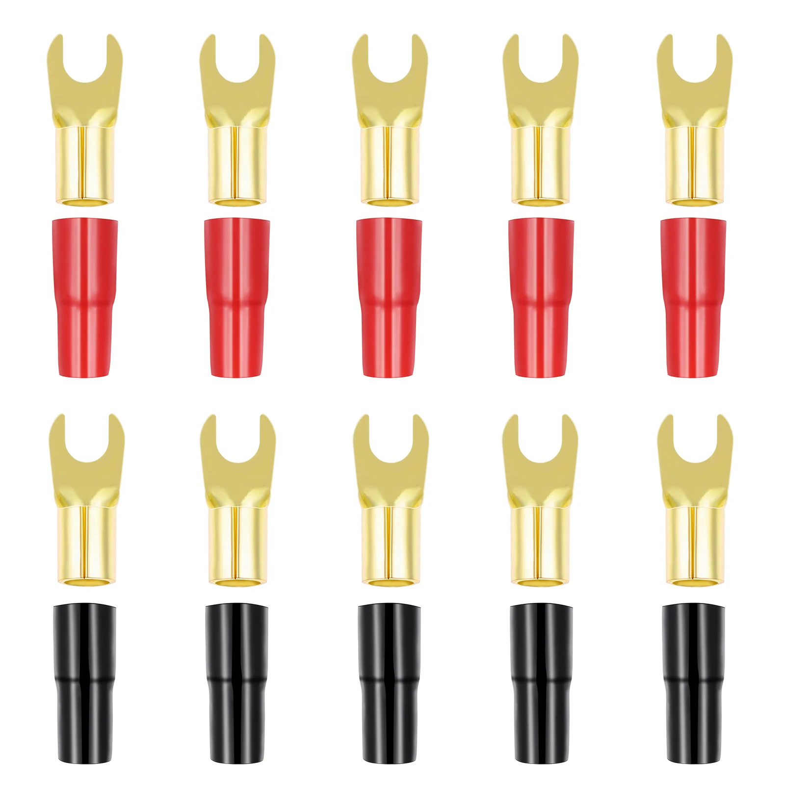 

5 Pairs Plugs and Sockets Electric Crimp Spade Connectors Electrical 8GA Copper Terminal Barrier Speaker