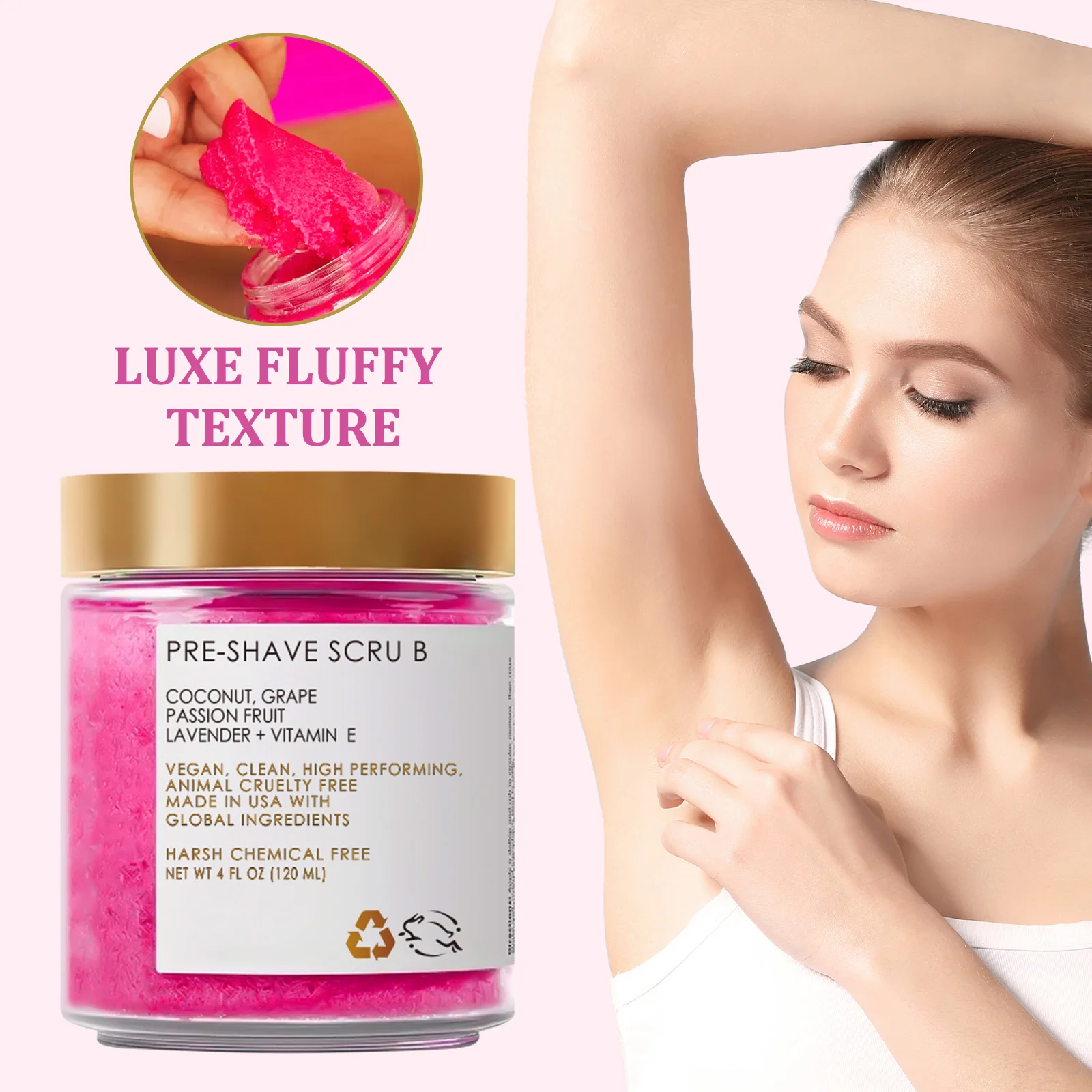 Pre-Shave Scrub – Coconut & Grape with Lavender,Gentle Hydrates Exfoliation Hair Remove Cream for Smooth Irritation-Free Shaving