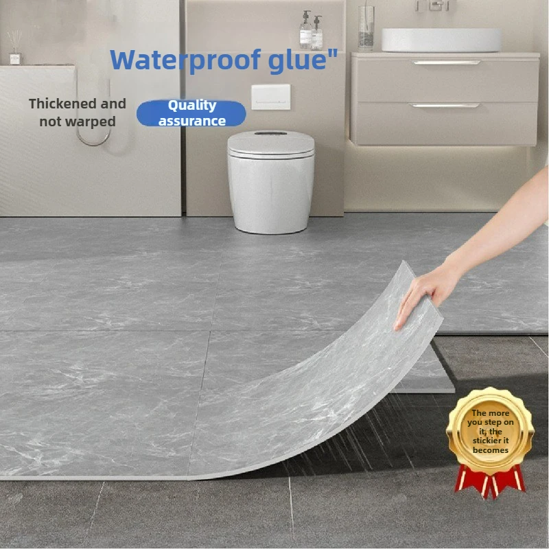 60x60cm 1.5mm Thick PVC Waterproof Floor Sticker - Slip & Scratch Resistant Self-Adhesive for Bathroom Toilet Shower Renovation