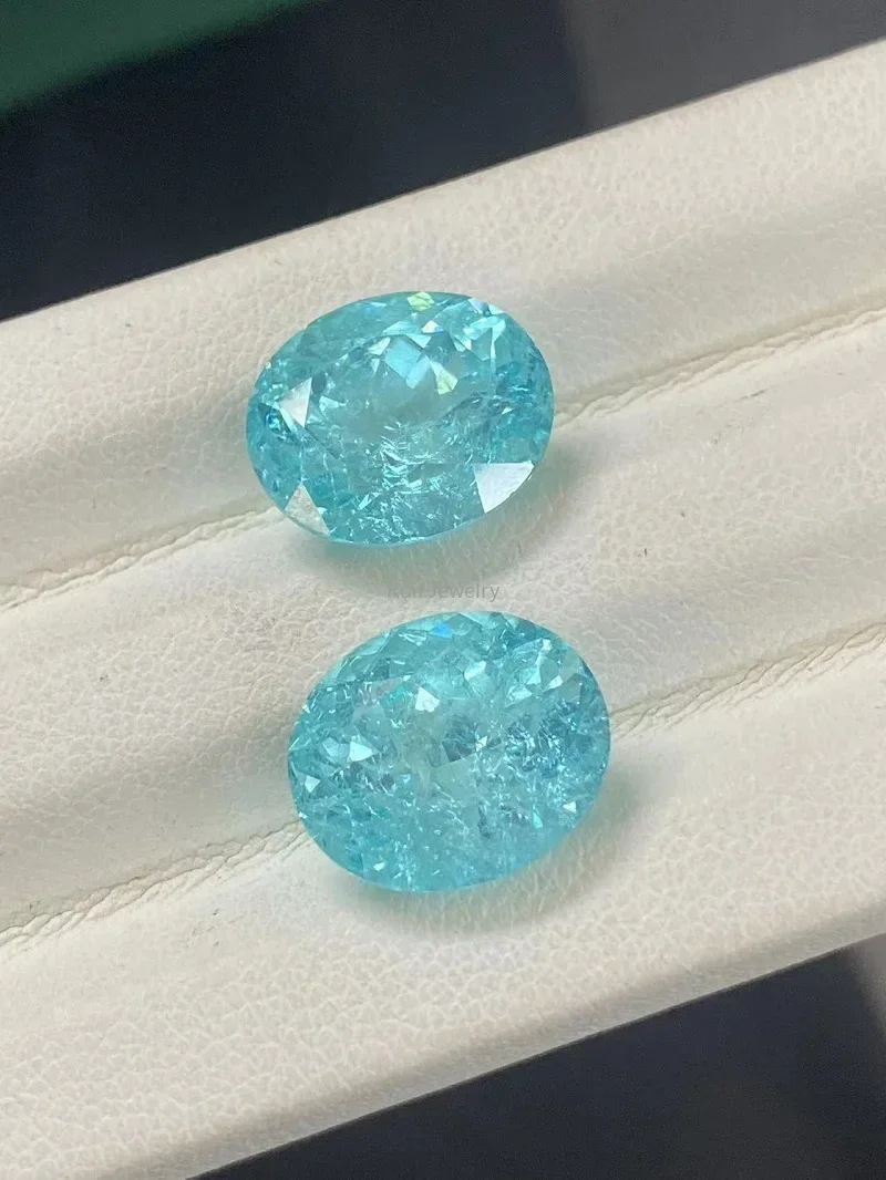 Ruif Nice Color Oval Cut Crushed Ice Lab Grown Paraiba Loose Stone for Fine Jewelry Making With Certificate