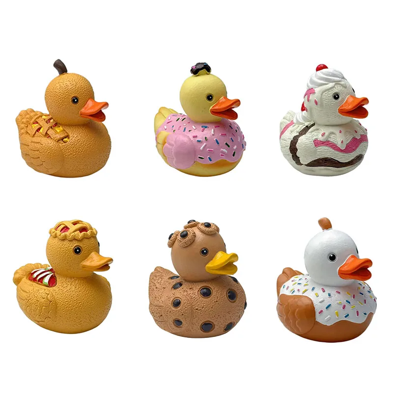 

Cake Duck Figurines Unique Birthday Party Fruit Food Themed Duck Statue Home Office Kitchen Desktop Decoration Collect Gift