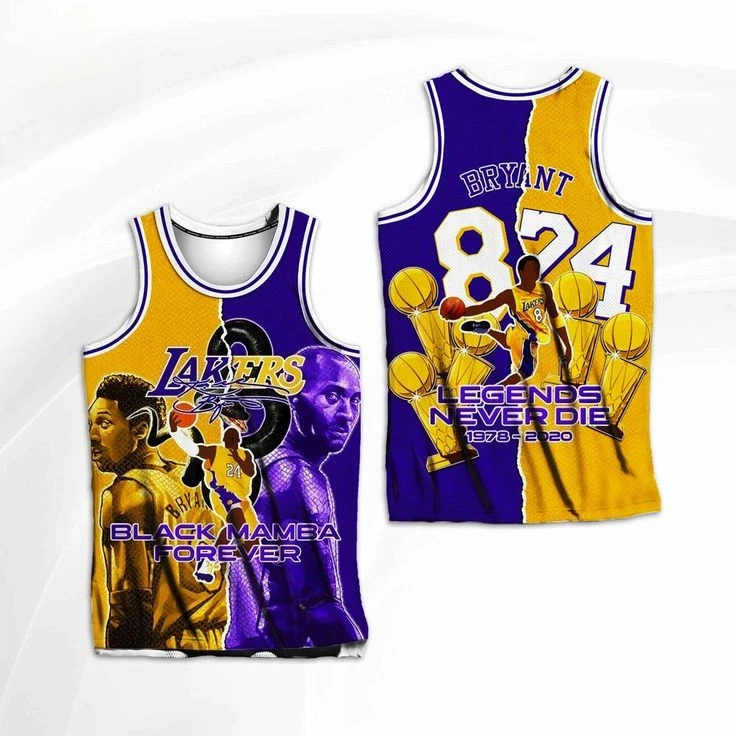2026 Latest Purple and Gold Black Mamba Salute Basketball Vests for Men and Women, 3D Printed Fans, Casual Fashion kids Top