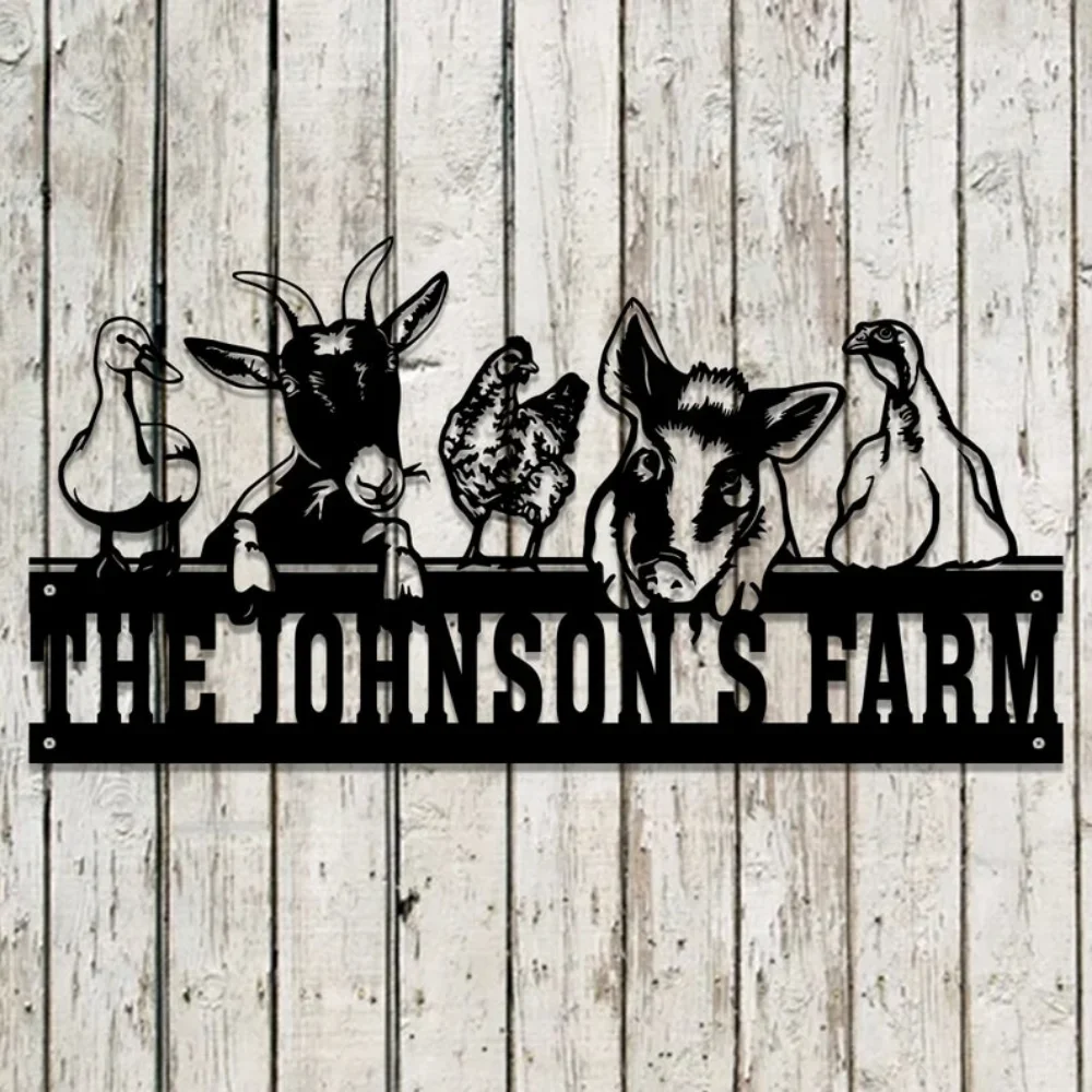 Personalized Farm Animals Sign Custom Metal Decor Farmer Home Yard Indicator Farmer Gift Father's Day Present Rural Charm