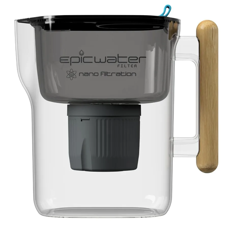 

Water Filter Pitchers for Drinking Water 10 Cup 150 Gallon Gravity Filter Black Bamboo