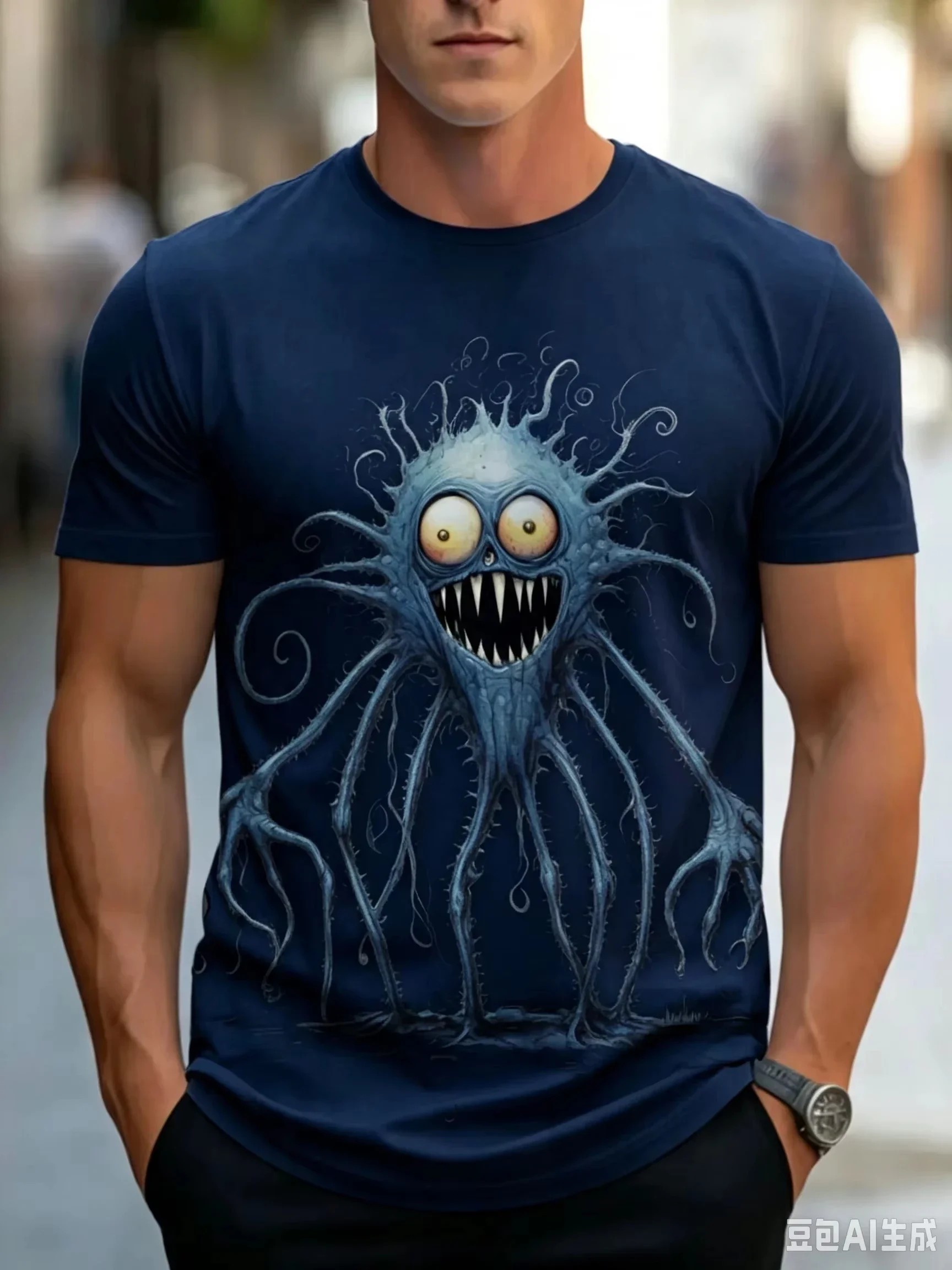 Funny Horror Monster Graphic T‑Shirts For Men 3D Print Crew Neck Short Sleeve Tee Summer Casual Streetwear Tops