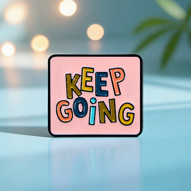 Colorful “KEEP GOING” Enamel Brooch: Perfect for Motivational Outfits, Inspirational Moments & Uplifting Gifting