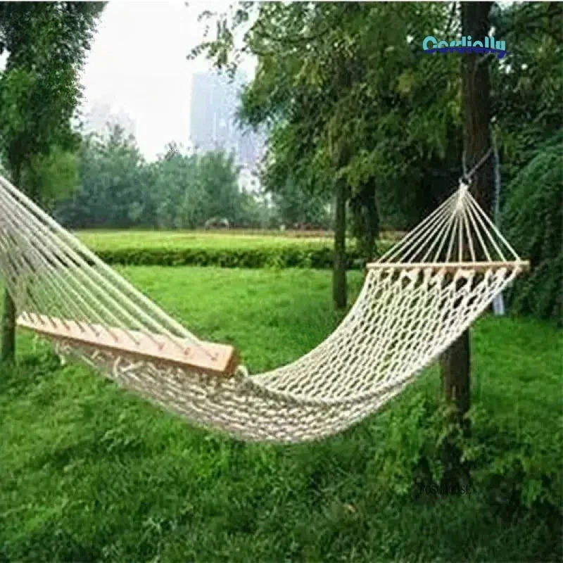 Double Mesh Hammock Hanging Tree Outdoor Swings Hammocks Camping Field Sling Light Luxury Dormitory Swing Cradle Tied Rope bN