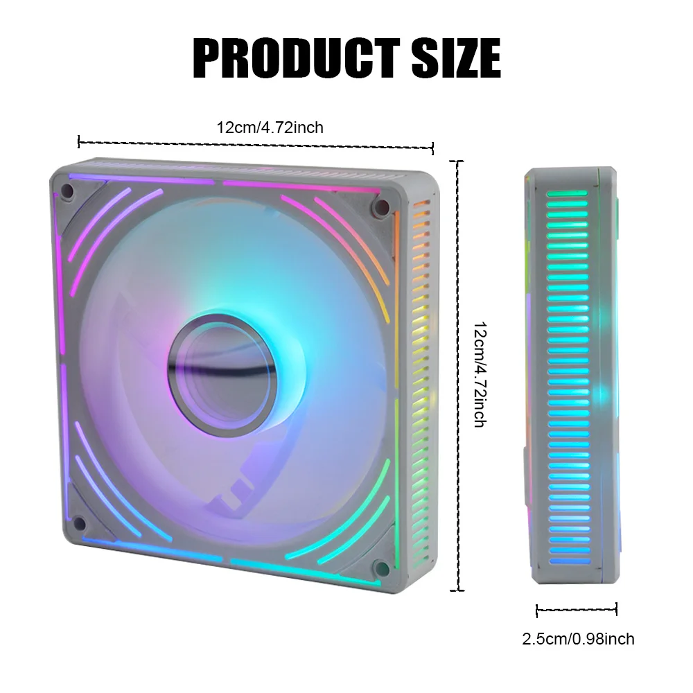 เคสคอมพิวเตอร์ MANMU พัดลม RGB สำหรับเล่นเกมพีซี 120 มม. พัดลมระบายความร้อนสำหรับเล่นเกม พัดลมซีพียู Argb พัดลมเคสแบบกระจกสำหรับพีซี