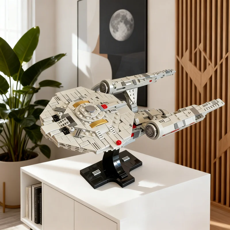 

729 деталей MOC USS Enterprise NCC: Коллекционная модель-конструктор в миниатюрном масштабе, подарок для взрослых, креативный декор для демонстрации, премиум-класс