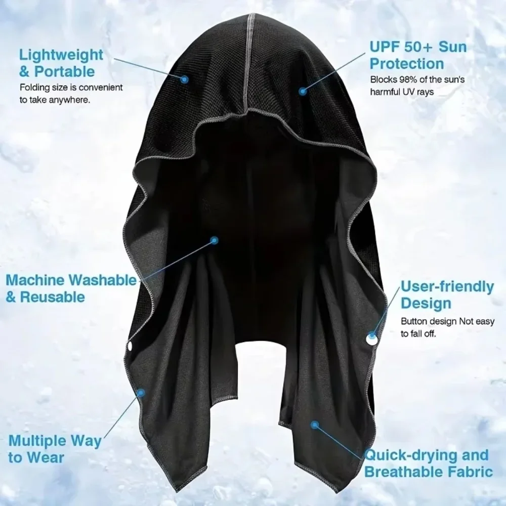 Summer U-Shaped Cooling Hoodie Towel - Quick Dry Towel Sun Protection for Beach Camping & Gym Versatile Sports Headband