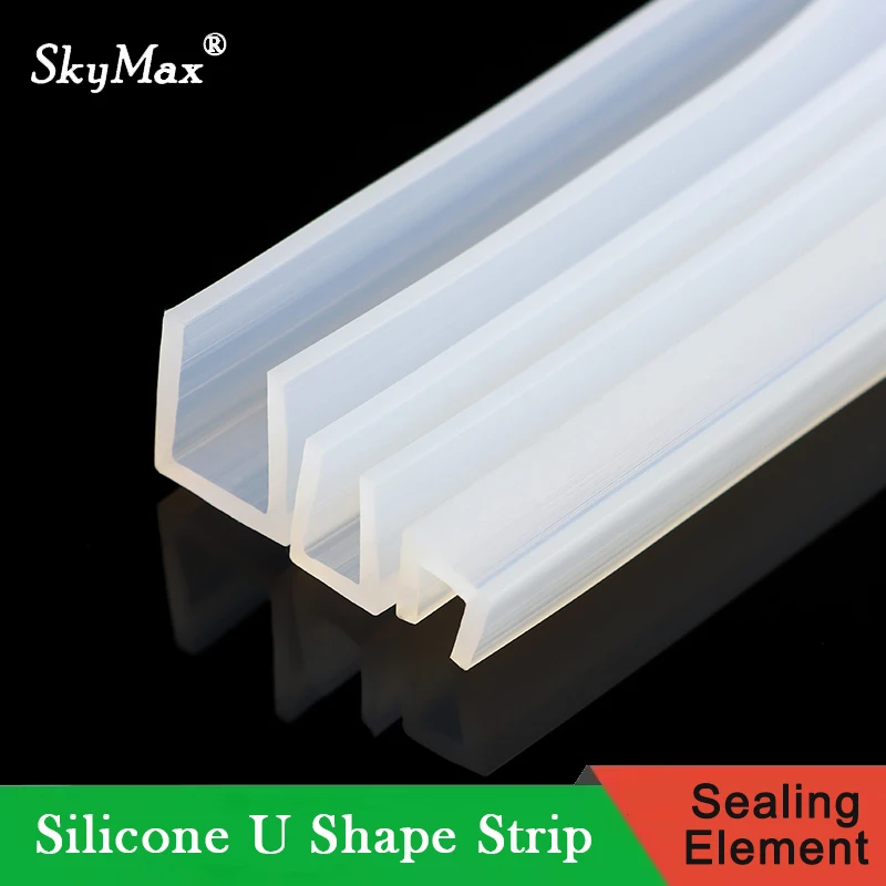 1M Silicone Rubber U Shape Seal Strip Solid Gasket Window Car Door Shower Frameless Glass Edge Weatherstrip Soft Protect