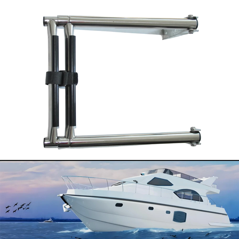 Foldable Deck Ladder Constructed from 304 Stainless Steel for Reliable Boarding on Yachts Fishing Vessels and Small Craft