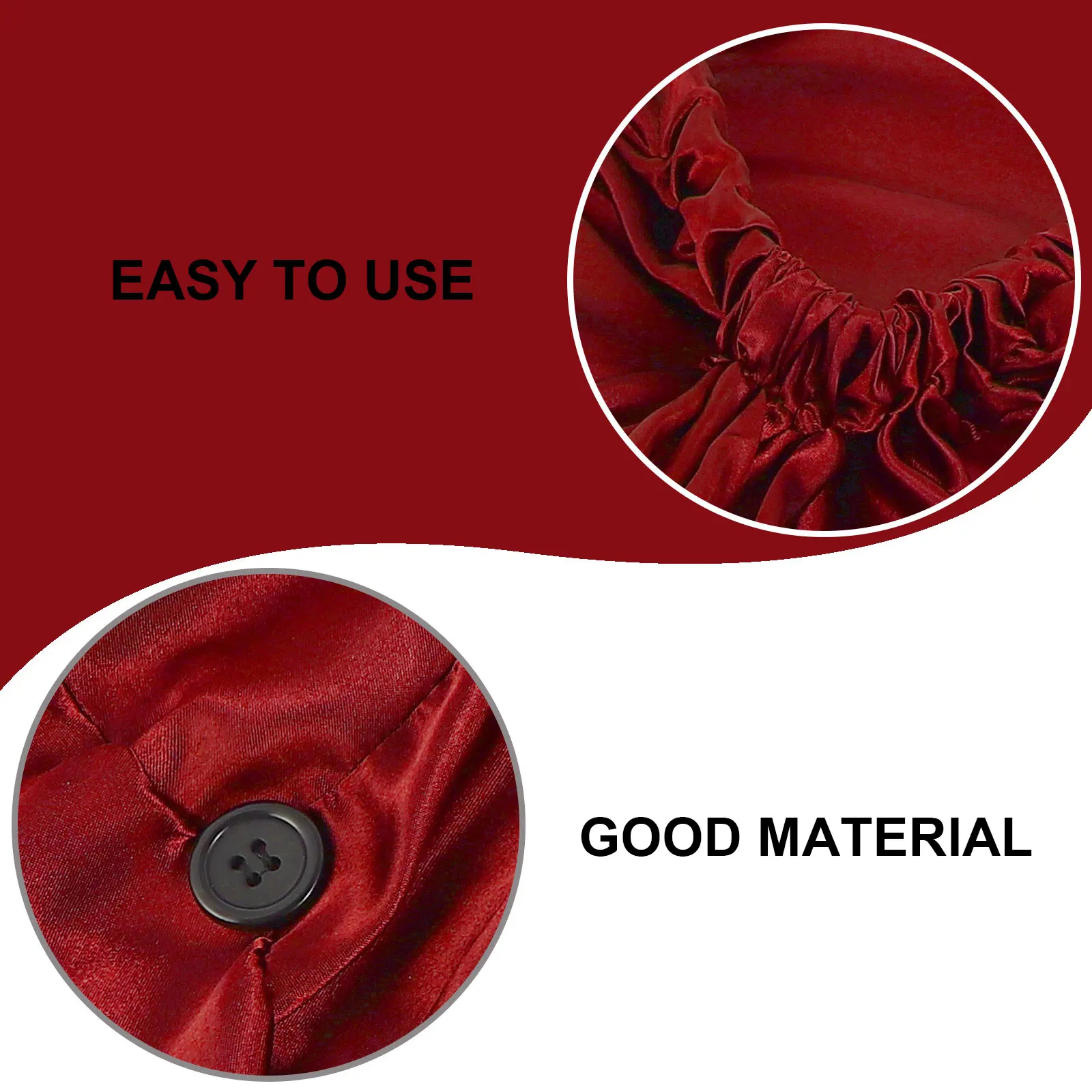 

2Pcs Long With Buckle Satin Sleep Bonnet Large Size Premium Durable Women Hair Care Beauty Bathing Caps