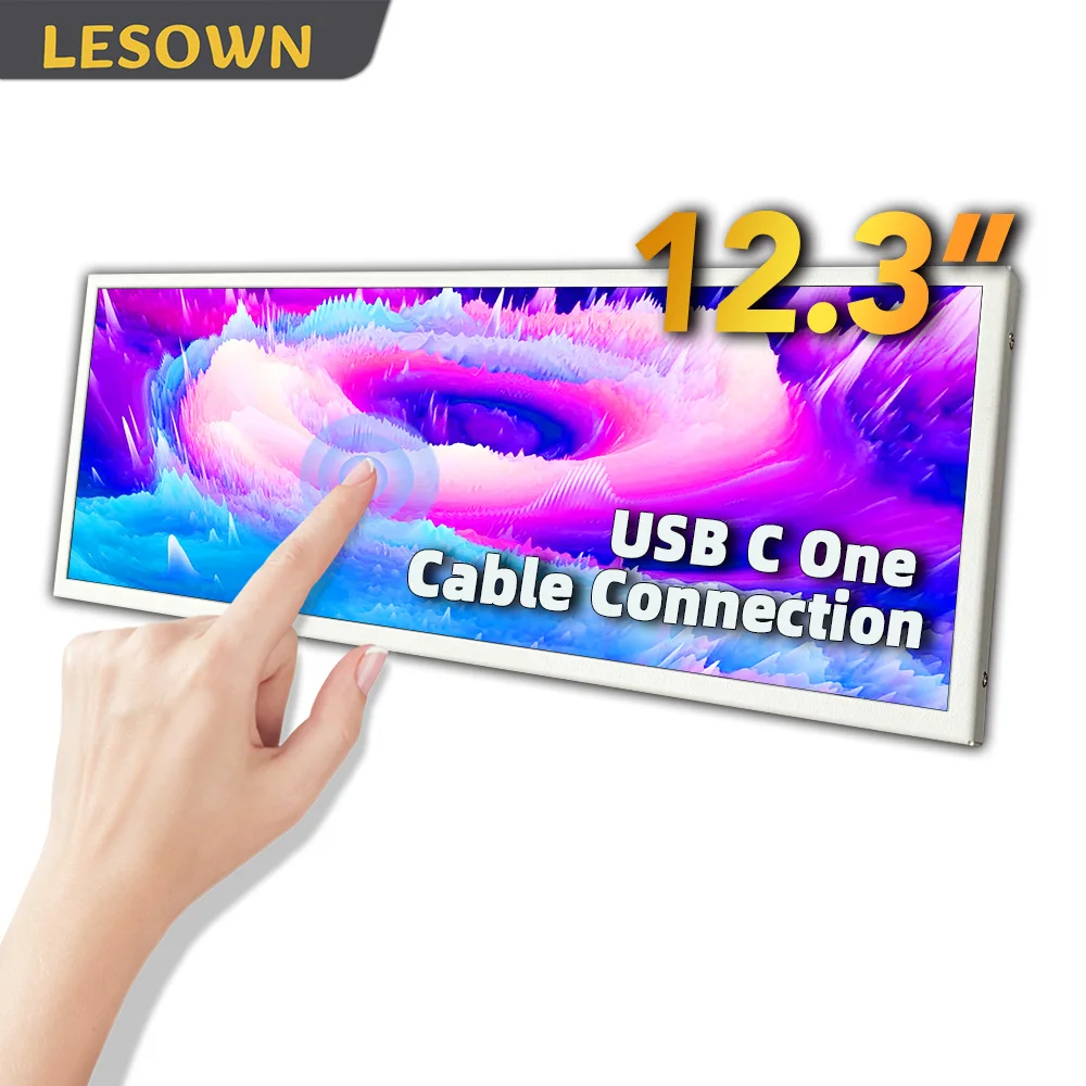 

LESOWN дополнительный экран 12,3 дюйма 1920x720 IPS ЖК-дисплей с растянутым горизонтальным дисплеем портативный барный монитор для ноутбуков, игровых консолей
