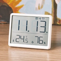 Mini Multifunction Thermometer Hygrometer Automatic Electronic Temperature Humidity Monitor Clock 3.7inch Large LCD Tools