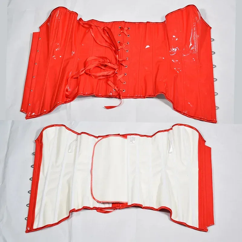 NewPVC جلدية مثير مشد Steampunk الملابس الداخلية أعلى الصدر البلاستيك البطن الأسود مشرق الجلود مأدبة حزب التخسيس الملابس RI44