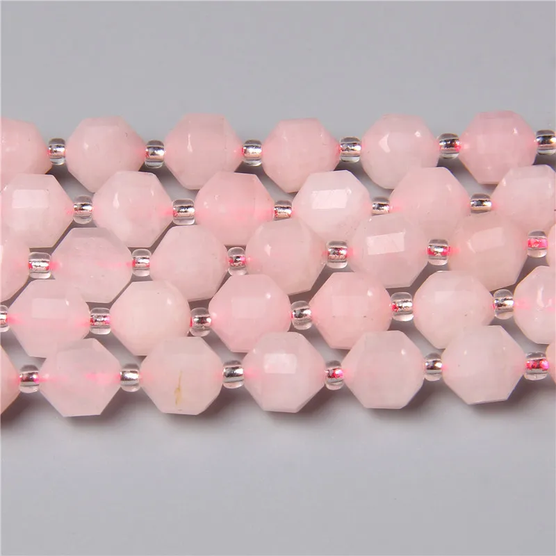 100% Natural Rose Quartzs Stone Beads Faceted Loose Stone Beads for Jewelry Making DIY Good-looking Handmade Bracelet