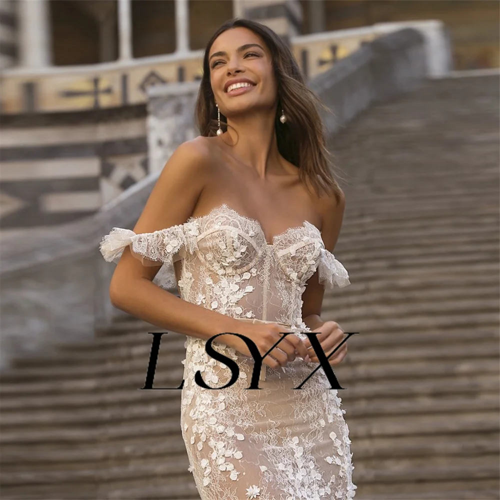 LSYX-Robe de Mariée Sirène en Dentelle pour Femme, Vêtement sur Mesure, Longueur au Sol, Patients