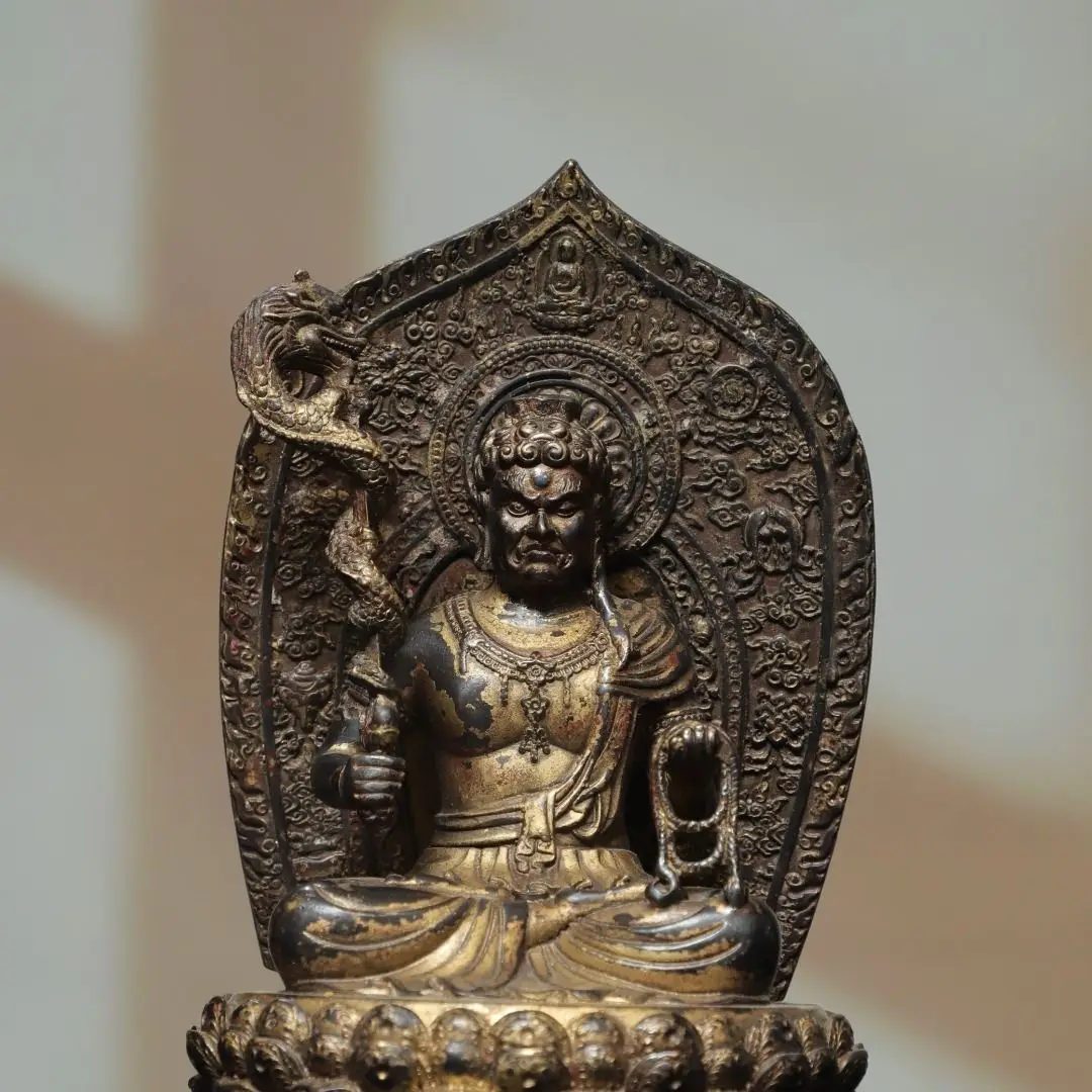Tibetan Buddhism Fudo Myoo Copper Gilt Statue Acalanatha Wrathful Protector Buddha Sculpture Buddhist Home Shrine Decor