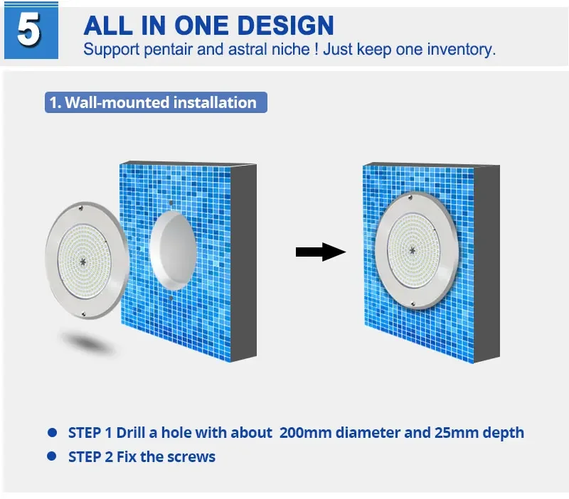 Lampe LED plate et fine en acier inoxydable, luminaire sous-marin, sans niche, conforme à la norme IP68, idéal pour une piscine ou une salle de bain, RVB, 24/12 V AC