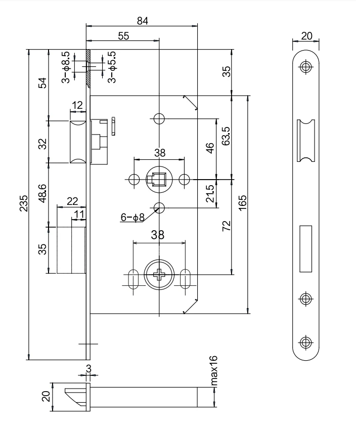 European Standard 304 Stainless Steel Classroom Door Lock with Emergency Escape Function for Public Places