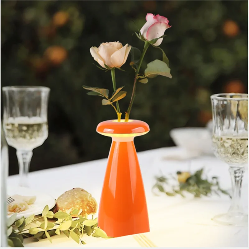 Lampe de Table en céramique Vintage avec Vase à fleurs, veilleuse LED tactile Rechargeable par USB à intensité variable pour chambre à coucher, salon, décoration de bureau