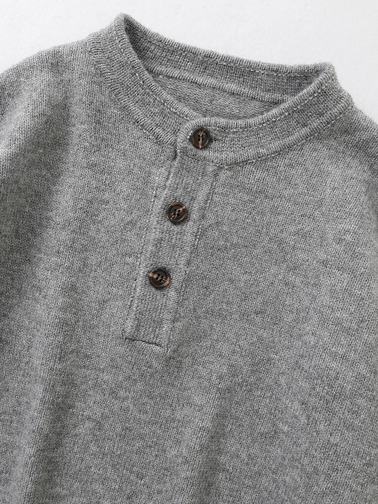 

American Sle Thiened Warm Knitted Sweater Henry Collar Men's Loose Casual Faion Autumn Winter Pullover Comfortable Poly...