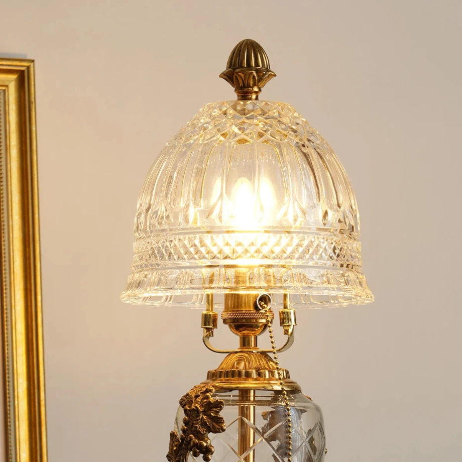 Retro French Brass Table Lamp Glass Shade D18cm H50cm Candle Table Lamp Suitable For Bedroom, Living Room Showroom Decorations