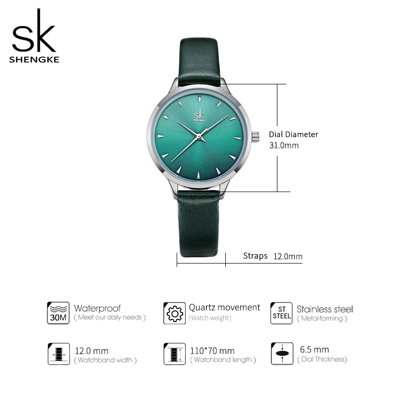 Shengke Women Watches SK Colorful Lady Fashion Quartz Watch Simple PU Watchband Waterproof Colorful WristWatch Relogio Feminino