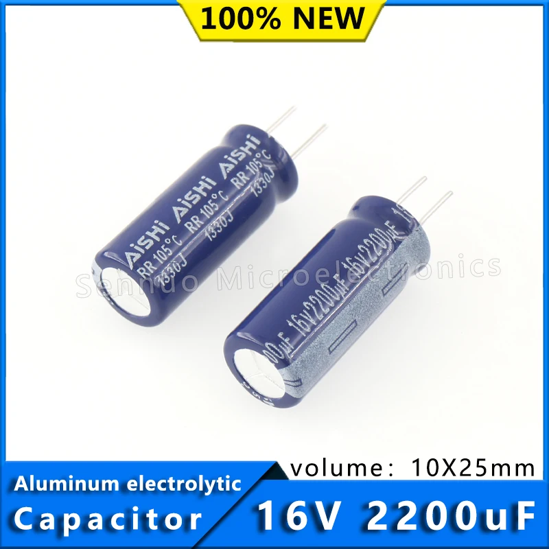 10Pcs New 16V 2200UF 10*25 10x25mm Aluminum Electrolytic Capacitors 2200uf 16V Electrolytic Capacitors