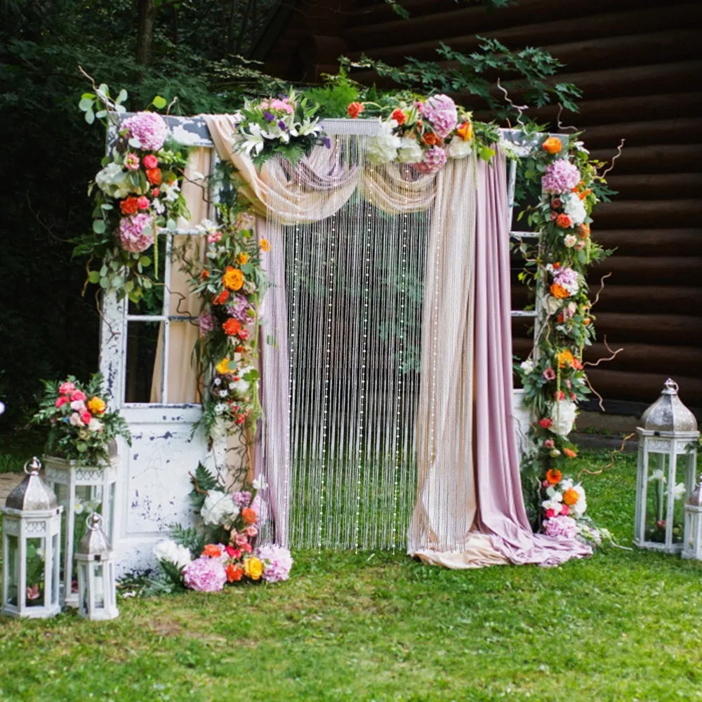 Practical Crystal Bead Beaded Curtain Dense Elegant String Curtain Durable Decorative Room Divider Doorway Use