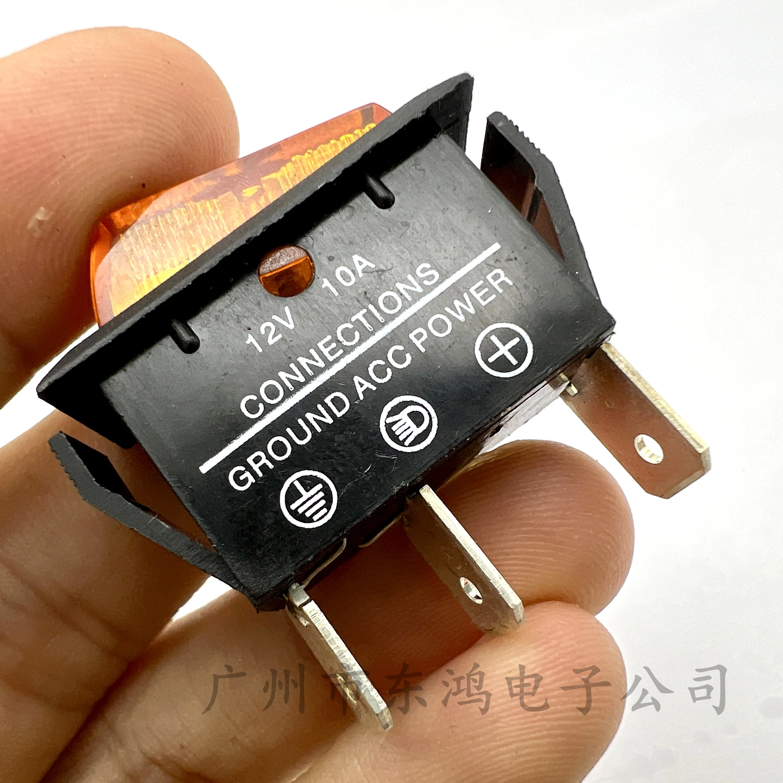 1 PCS12V 10A rocker power switch yellow with light, 3-pin, 2-speed ship type switch button switch accessories