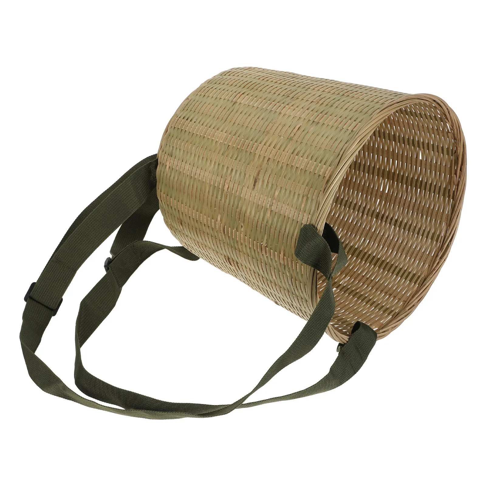 Vietnamese Bamboo Handwoven Double Shoulder Backpack Round Picnic Basket Foraging Hiking Mushroom Picking Outdoor