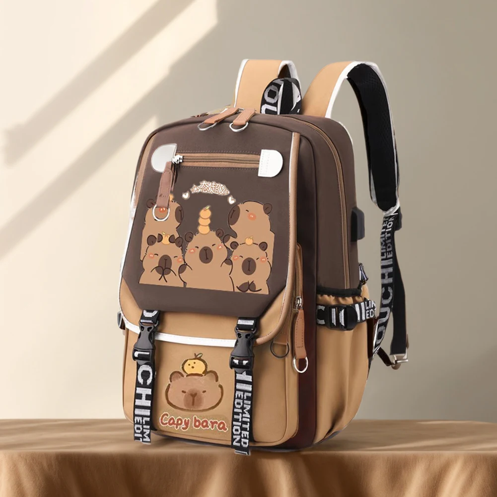 

Capybara Cute Backpack with Kawaii Schoolbag Large Capacity Adorable Lightweight Daypack Shopping Work Trip Backpack