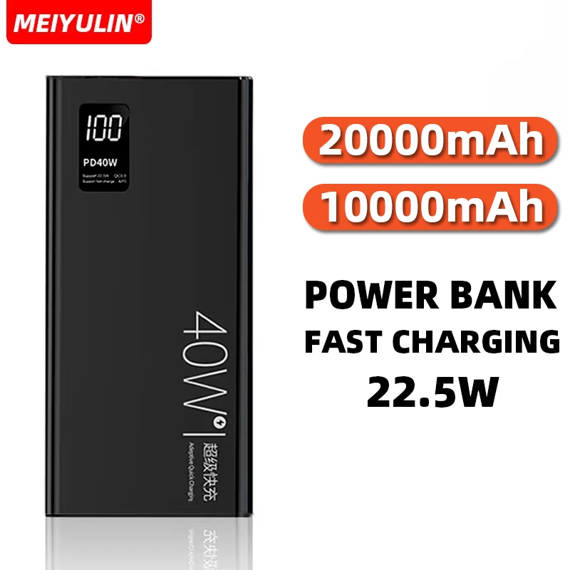 20000mAh Large Capacity Power Bank 22.5W USB C Fast Charger For iPhone Samsung Xiaomi 10000mAh Portable Mobile External Battery