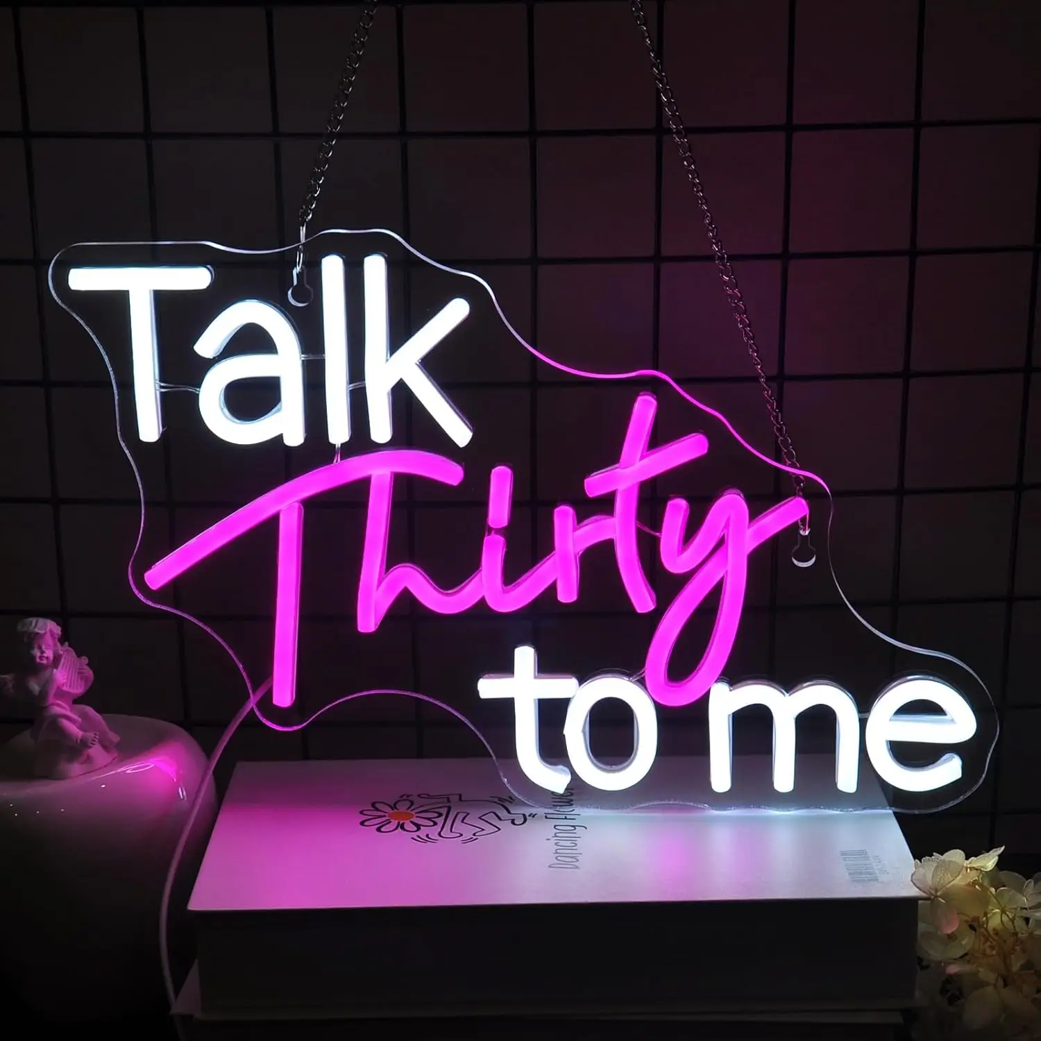

Talk Thirty To Me Neon Sign For Wall Decor 5/12V USB Pink White Light Signs For Bedroom Home Bar Birthday Gift For Girls Sign