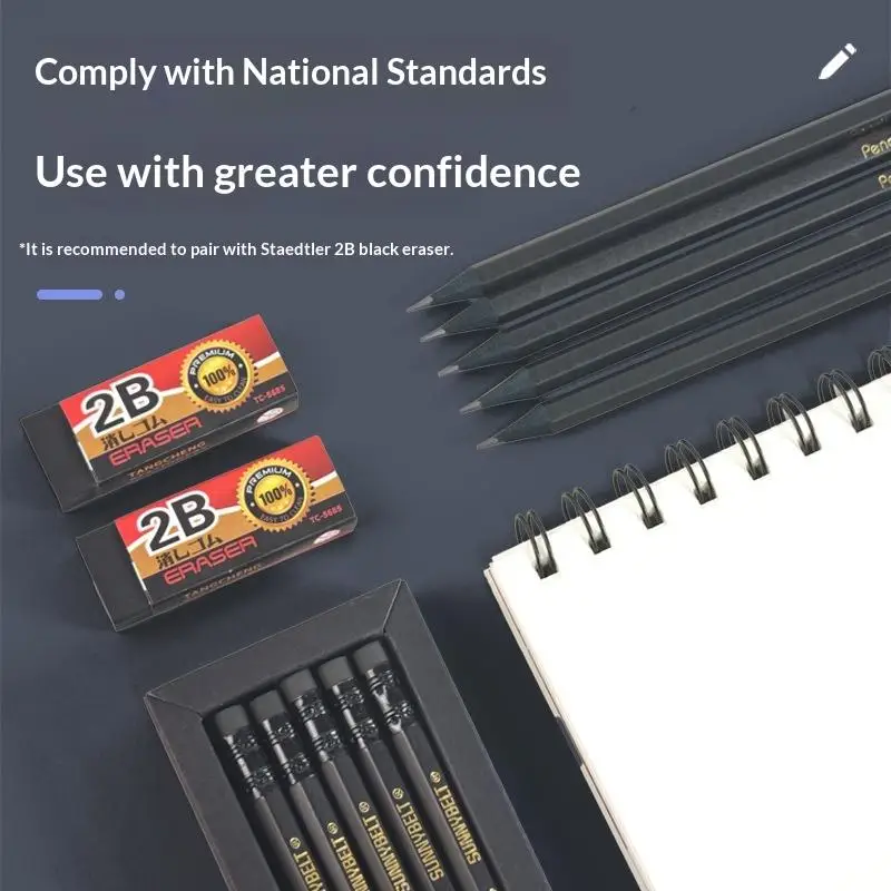 10-piece Black Wooden Pencils, HB Hexagonal Lead, Optional Writing Tools Pack. Durable For Writing During Exams