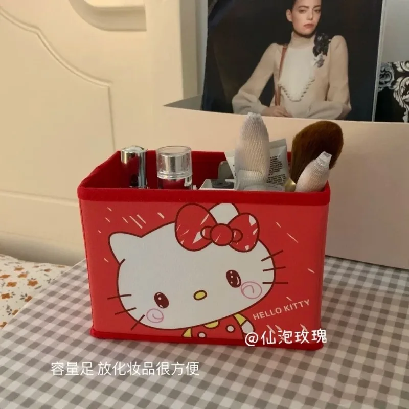 Sanrio Hello Kitty Cute Pacha Dog Desktop Storage Square Large Capacity Stationery Cosmetics Storage Box Soft Shell Folding Gift