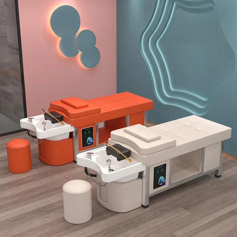 Premium Hair treatment bed, hair salon, special automatic cleaning water, circular fumigation, ceramic basin